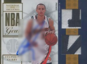 2009 NATIIONAL TREASURES Stephen Curry RC DUAL PATCH LOGO