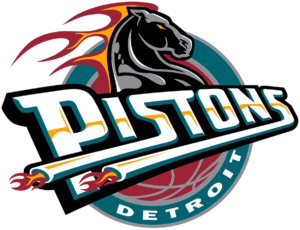 90s Sports Maximalism Example logo - Detroit Pistons Logo 1996